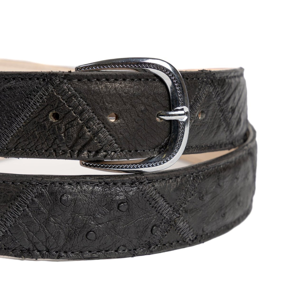 Cinto Strut Masculino Em Manta de Couro de Avestruz Preto - Strut