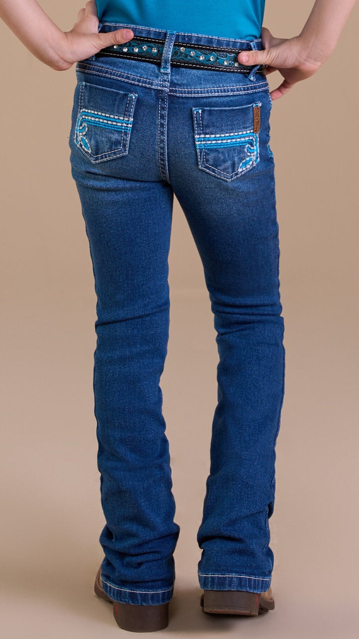 Calça Jeans Feminina Infantil com Bordado