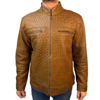 Jaqueta de Couro de Avestruz Legítimo Tabaco - Strut
