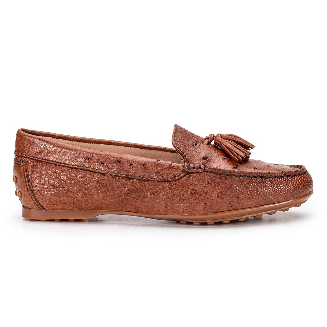 Mocassim Feminino em Couro de Avestruz Strut Caramelo - Strut