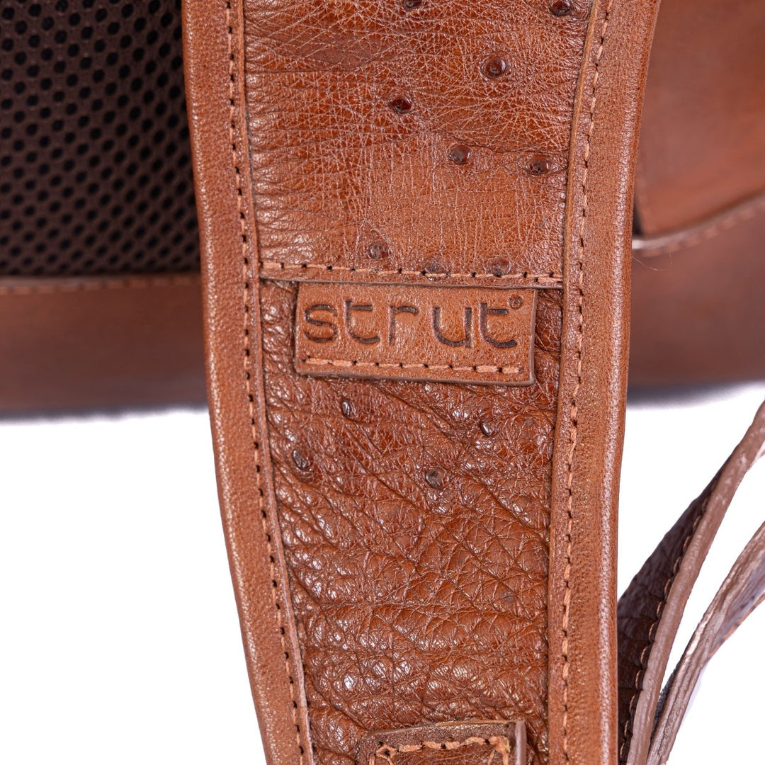 Mochila Masculina em Couro de Avestruz Legítimo Caramelo - Strut