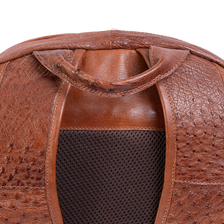 Mochila Masculina em Couro de Avestruz Legítimo Caramelo - Strut