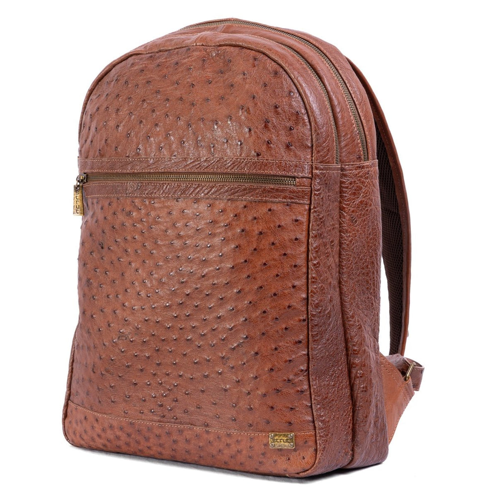 Mochila Masculina em Couro de Avestruz Legítimo Caramelo - Strut