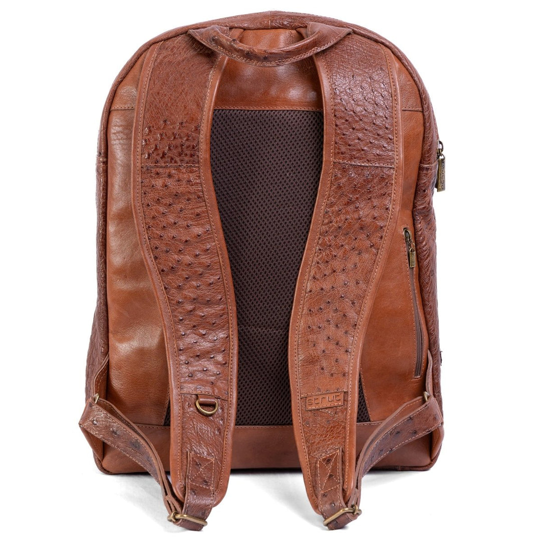Mochila Masculina em Couro de Avestruz Legítimo Caramelo - Strut