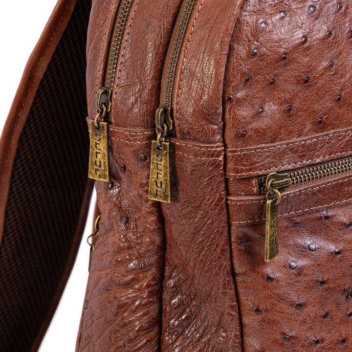 Mochila Masculina em Couro de Avestruz Legítimo Caramelo - Strut