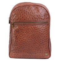 Mochila Masculina em Couro de Avestruz Legítimo Caramelo - Strut