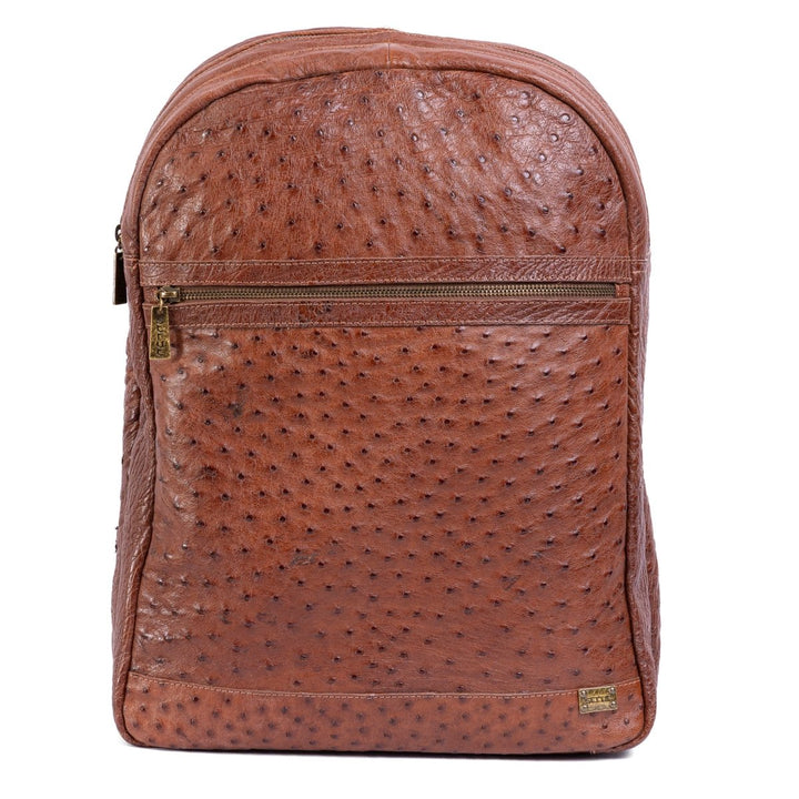 Mochila Masculina em Couro de Avestruz Legítimo Caramelo - Strut