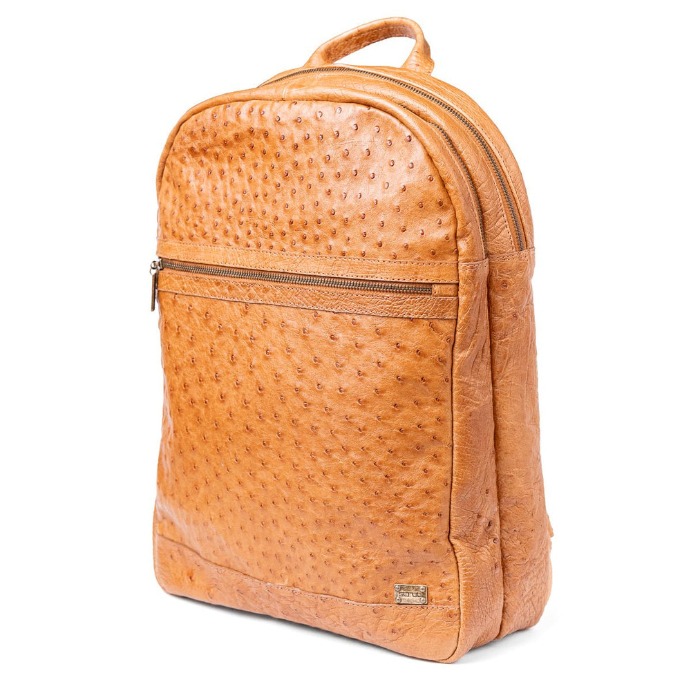 Mochila Masculina em Couro de Avestruz Legítimo Chestnut - Strut