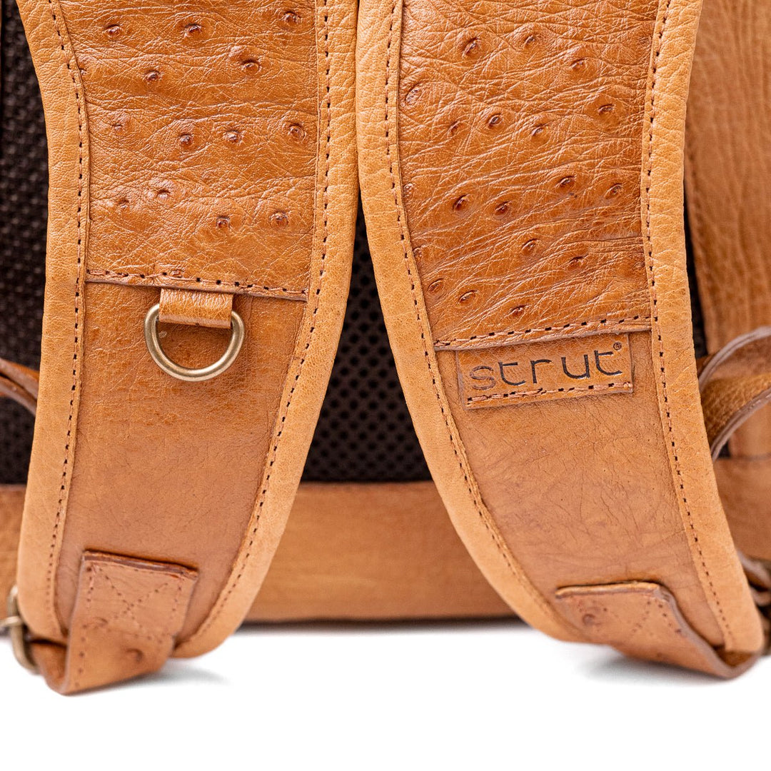 Mochila Masculina em Couro de Avestruz Legítimo Chestnut - Strut