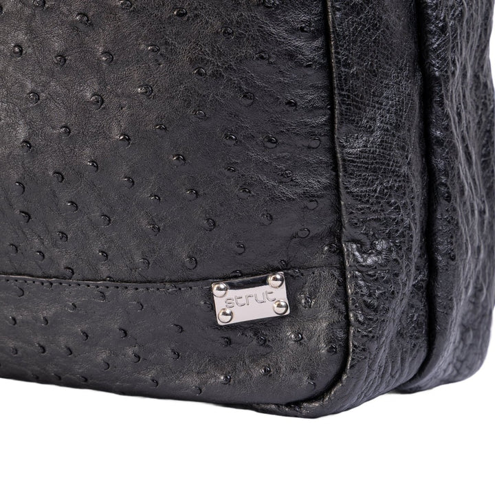 Mochila Masculina em Couro de Avestruz Legítimo Preto - Strut