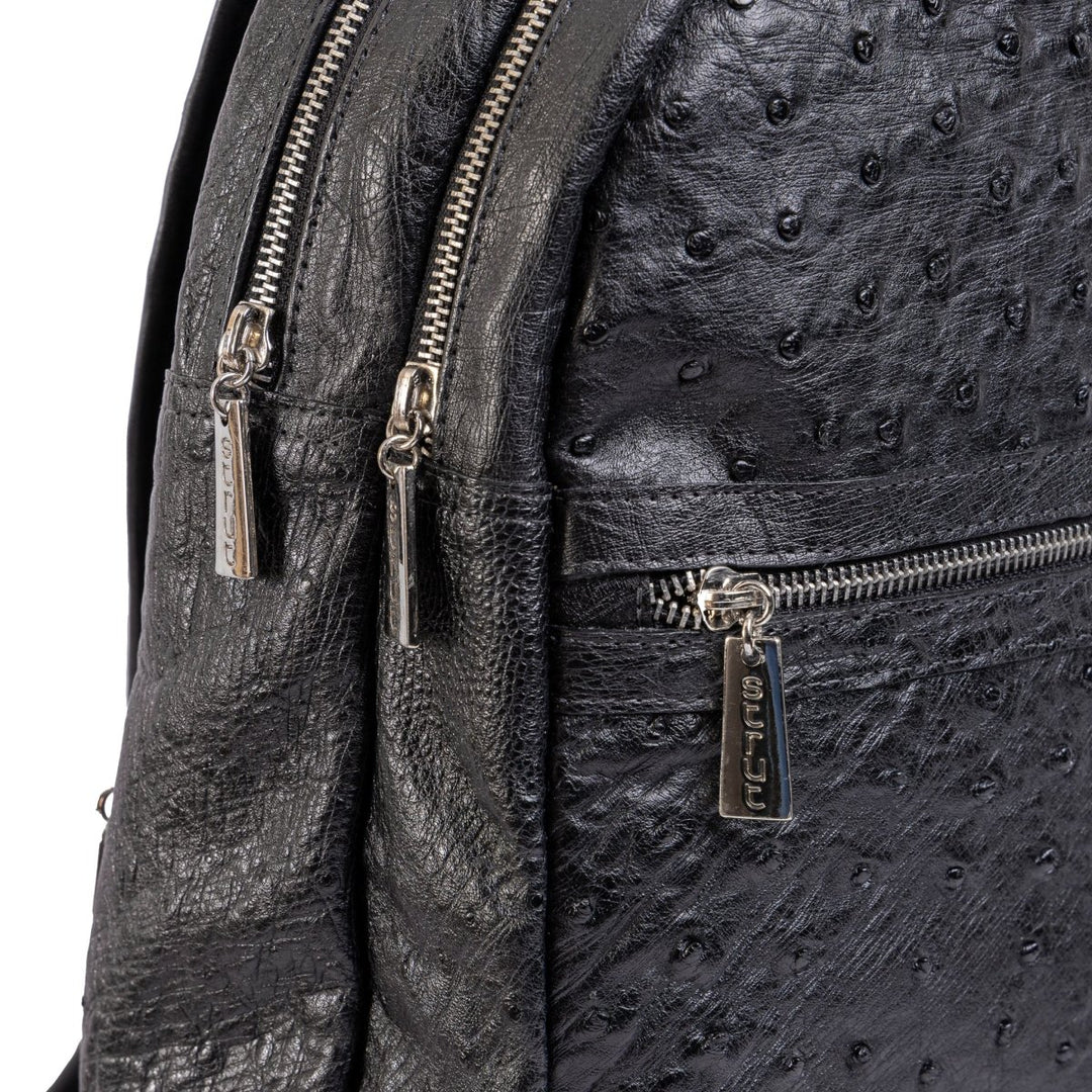 Mochila Masculina em Couro de Avestruz Legítimo Preto - Strut