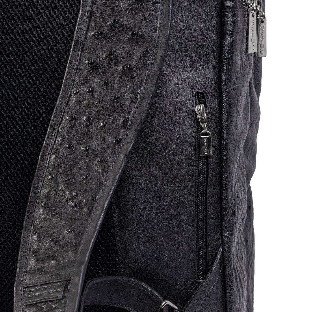 Mochila Masculina em Couro de Avestruz Legítimo Preto - Strut