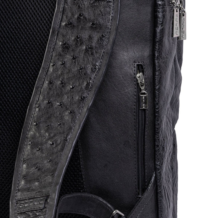 Mochila Masculina em Couro de Avestruz Legítimo Preto - Strut
