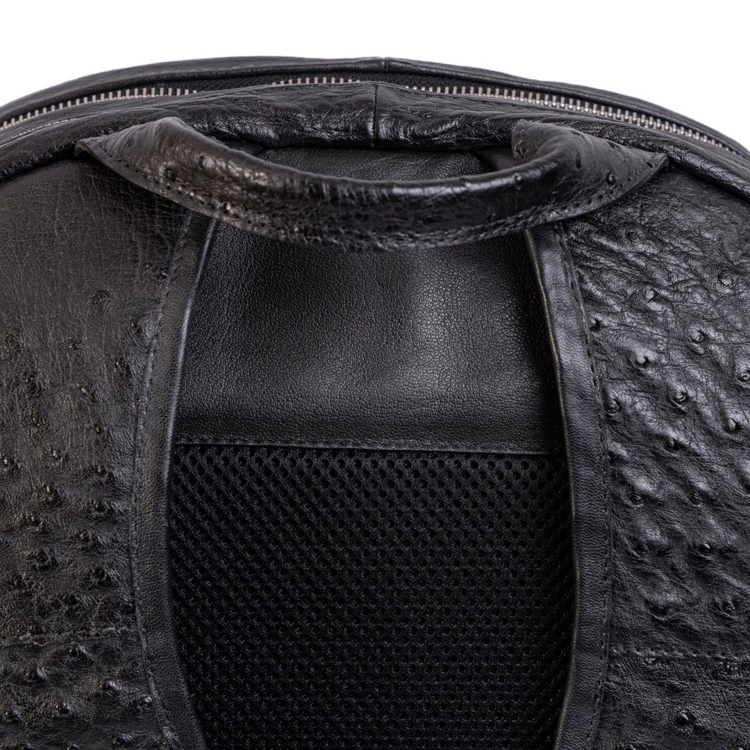 Mochila Masculina em Couro de Avestruz Legítimo Preto - Strut