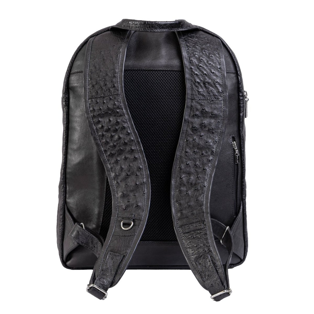 Mochila Masculina em Couro de Avestruz Legítimo Preto - Strut