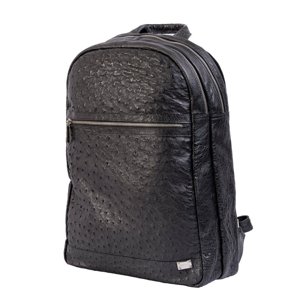 Mochila Masculina em Couro de Avestruz Legítimo Preto - Strut