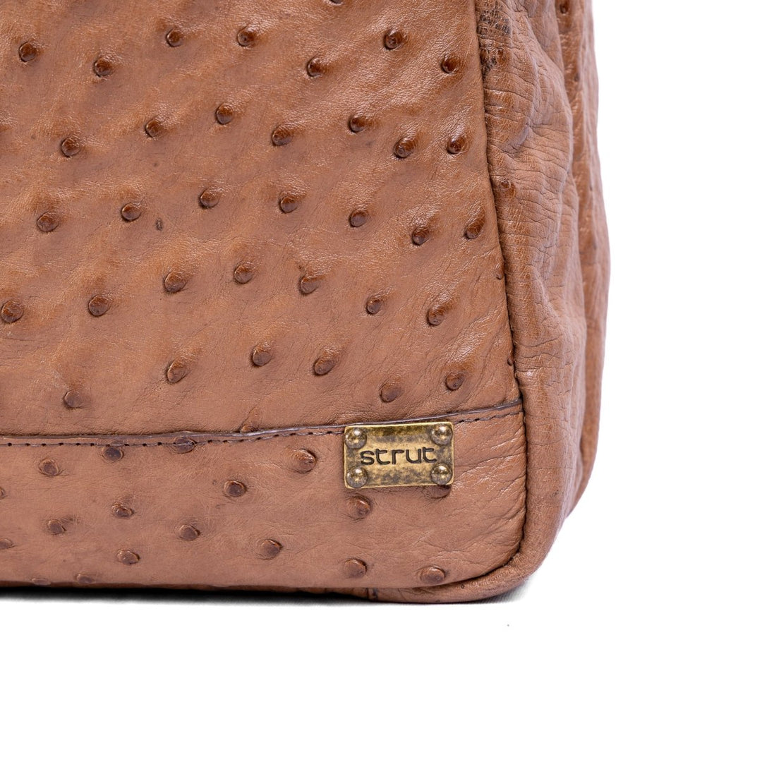 Mochila Masculina em Couro de Avestruz Legítimo Tabaco - Strut