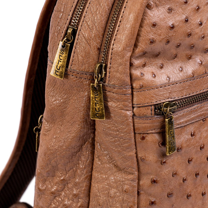 Mochila Masculina em Couro de Avestruz Legítimo Tabaco - Strut
