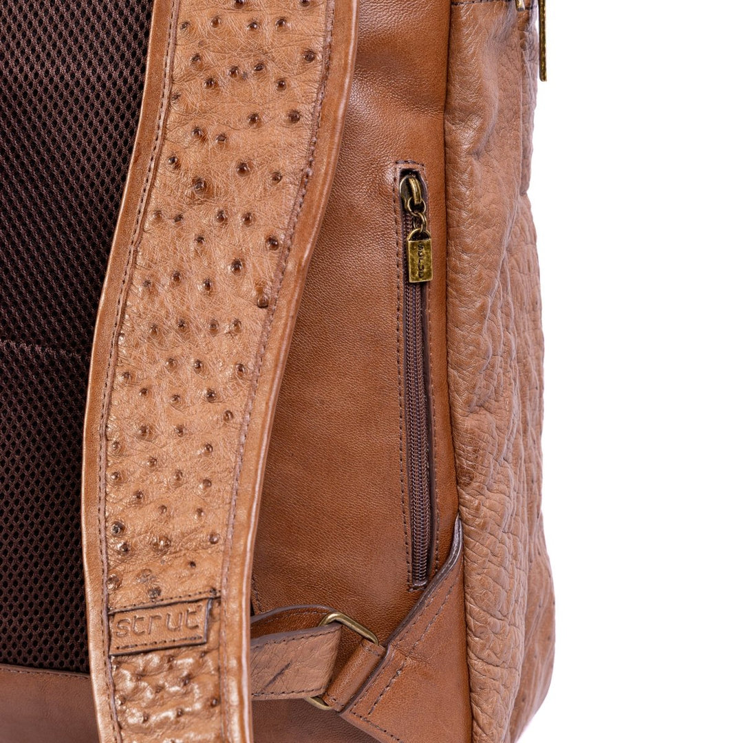 Mochila Masculina em Couro de Avestruz Legítimo Tabaco - Strut