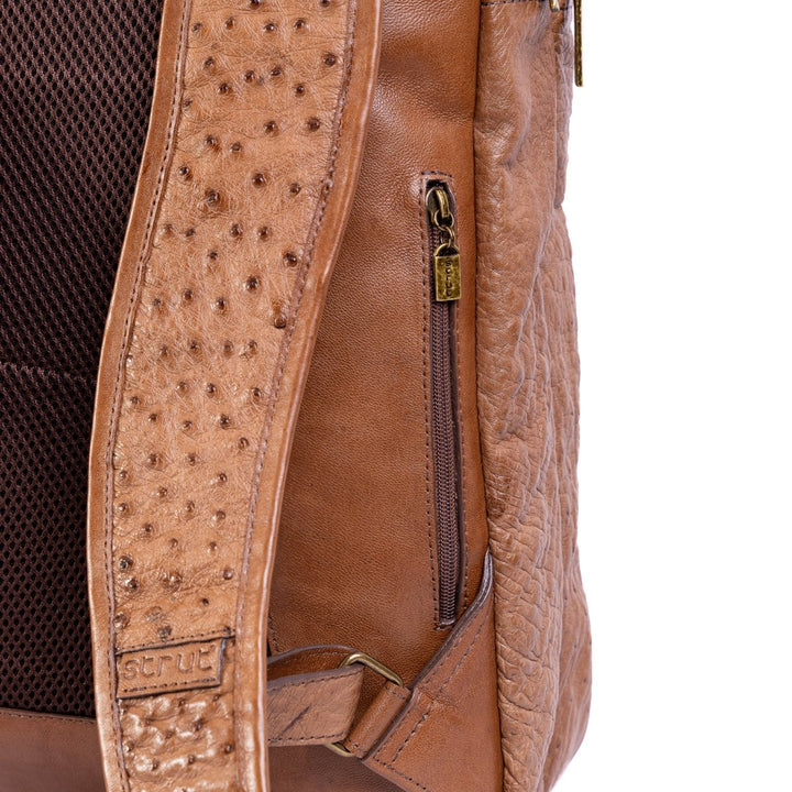 Mochila Masculina em Couro de Avestruz Legítimo Tabaco - Strut
