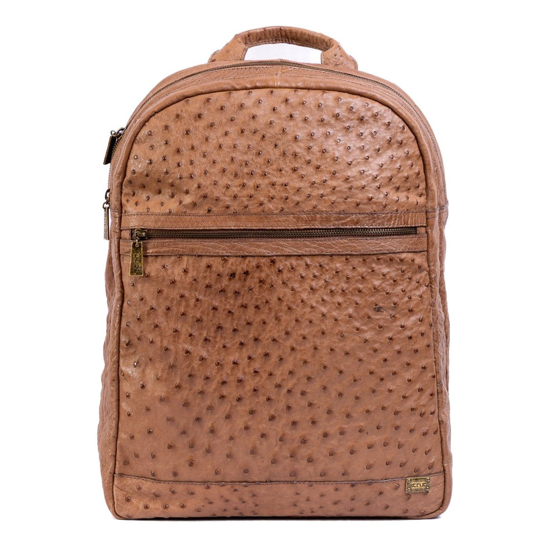 Mochila Masculina em Couro de Avestruz Legítimo Tabaco - Strut