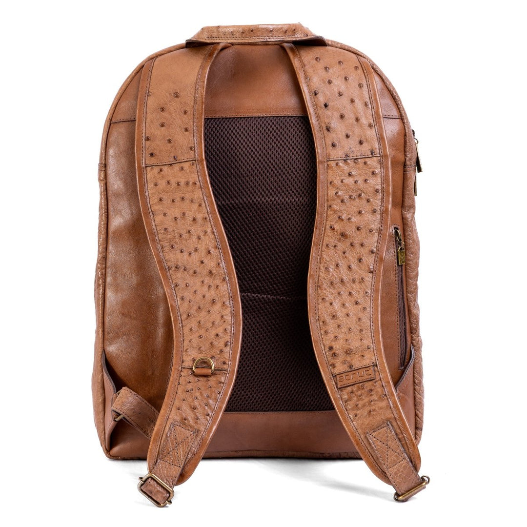 Mochila Masculina em Couro de Avestruz Legítimo Tabaco - Strut