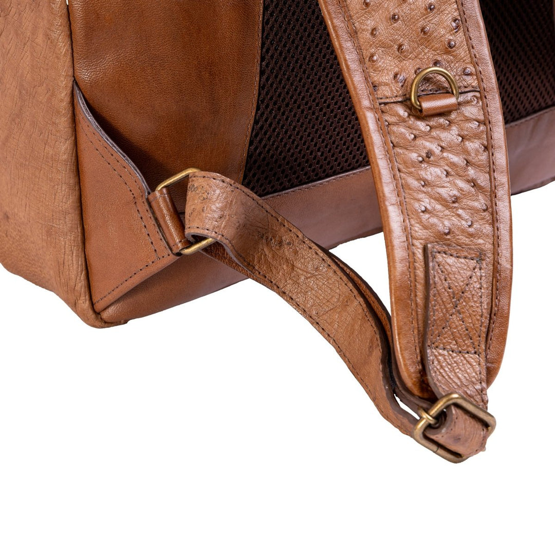 Mochila Masculina em Couro de Avestruz Legítimo Tabaco - Strut