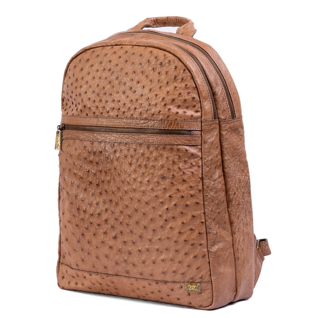 Mochila Masculina em Couro de Avestruz Legítimo Tabaco - Strut