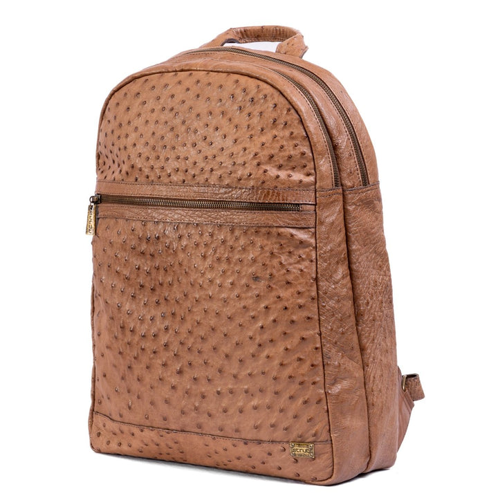 Mochila Masculina em Couro de Avestruz Legítimo Tabaco - Strut