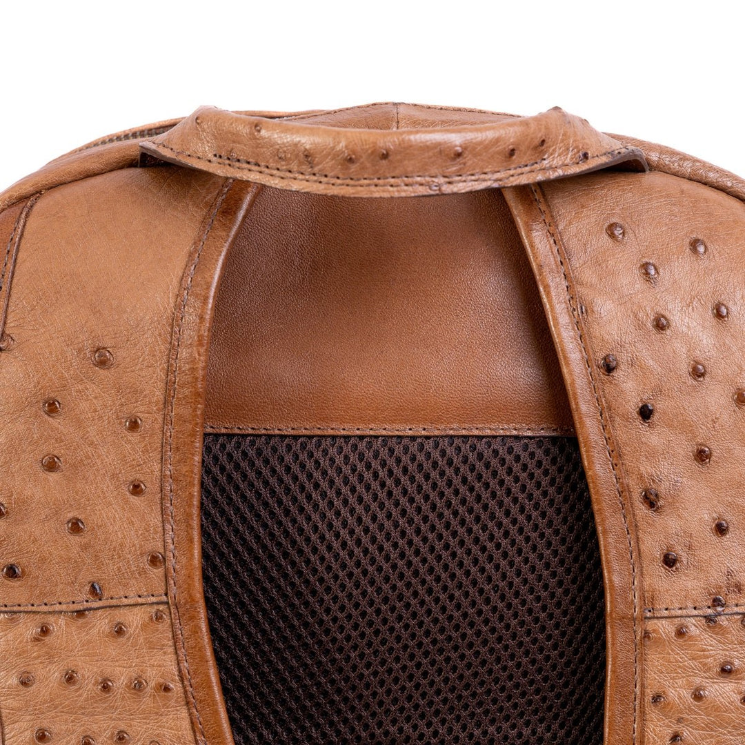Mochila Masculina em Couro de Avestruz Legítimo Tabaco - Strut