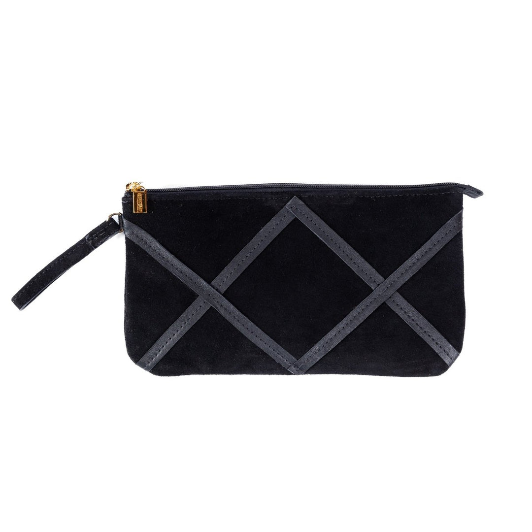 Necessaire Strut em Couro Camurça - Preta - Strut