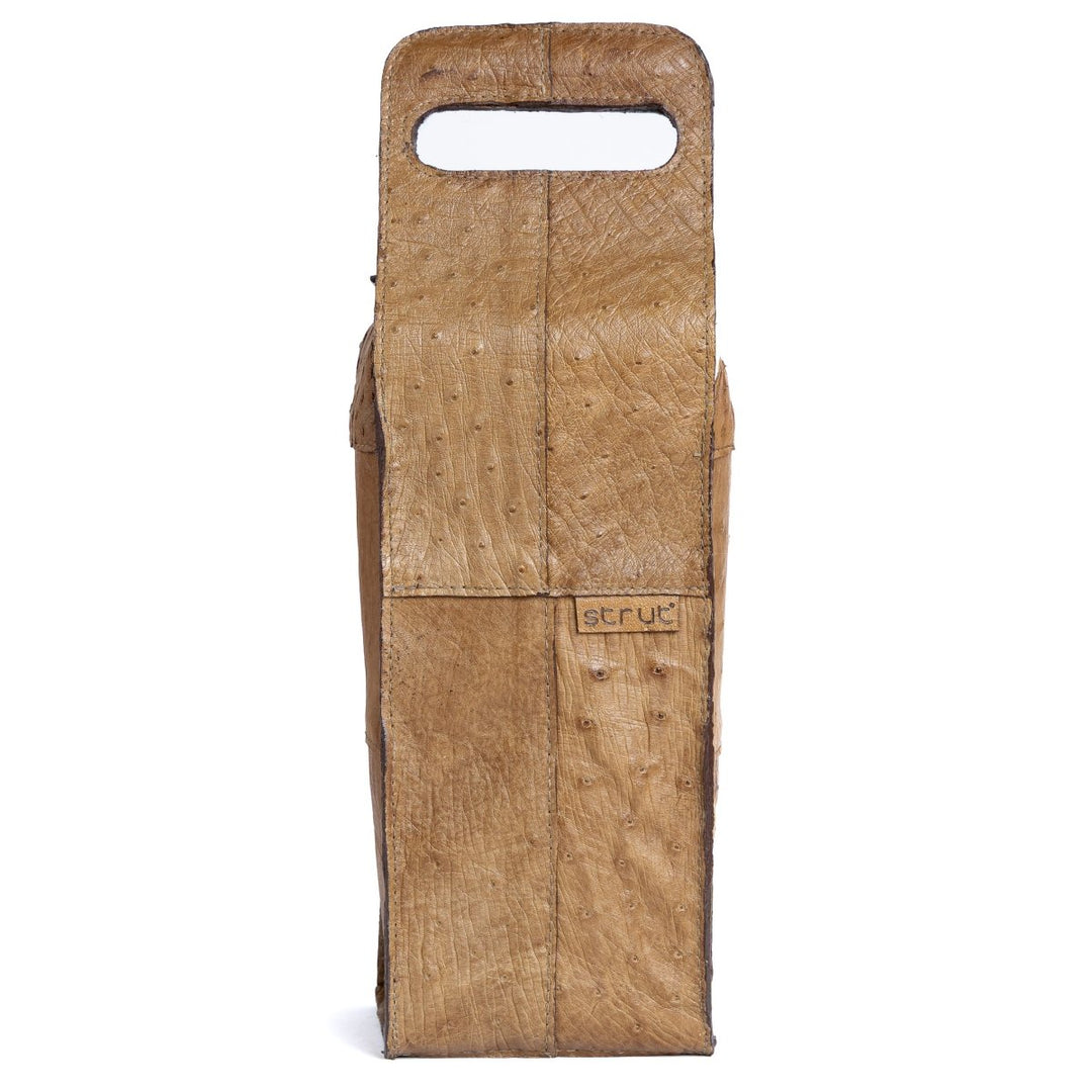 Porta Vinho Strut em Couro de Avestruz Tabaco - Strut
