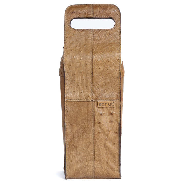 Porta Vinho Strut em Couro de Avestruz Tabaco - Strut