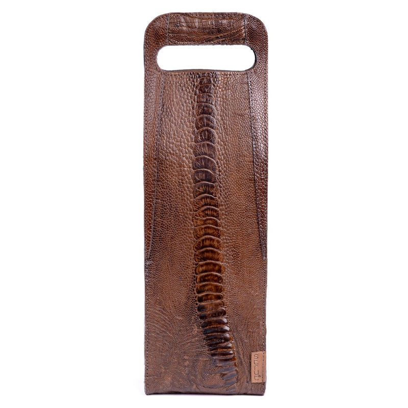 Porta Vinho Strut em Couro de Canela de Avestruz Tabaco - Strut