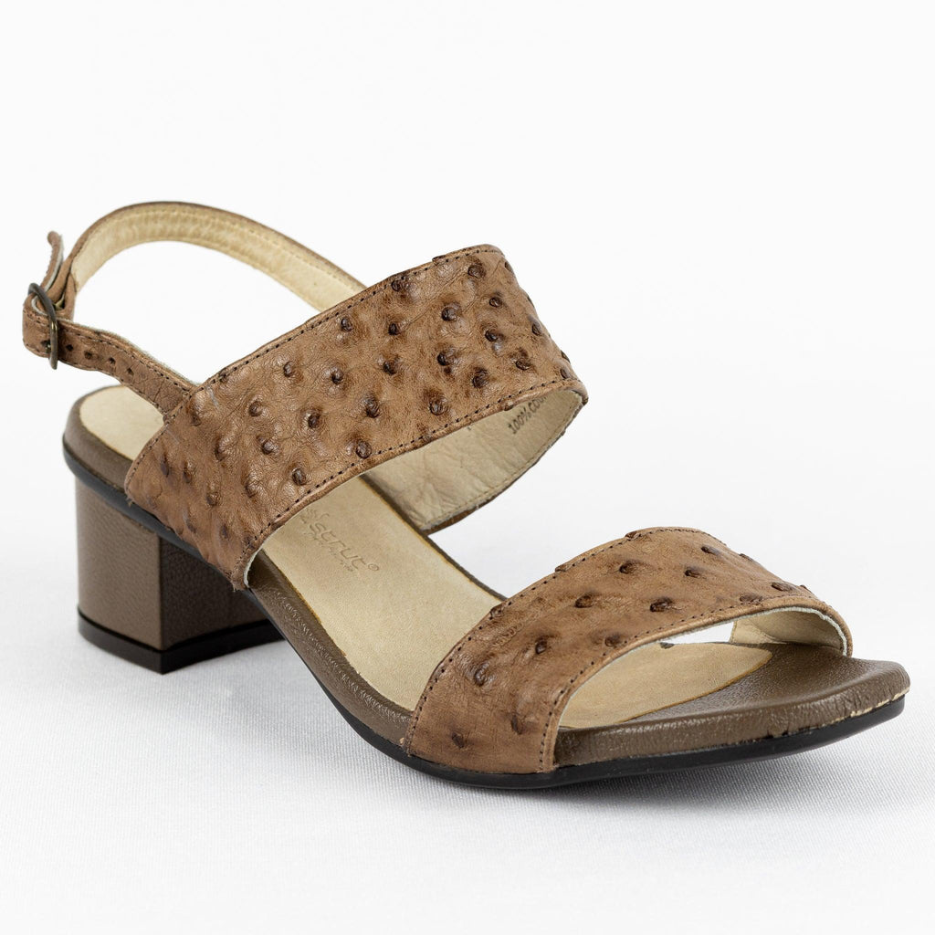 Sandália Opananken em Couro de Avestruz Cheio Tabaco - Strut