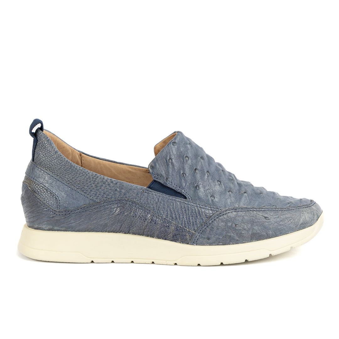 Sneaker Feminino Atenas em Couro de Avestruz Blue Jeans - Strut