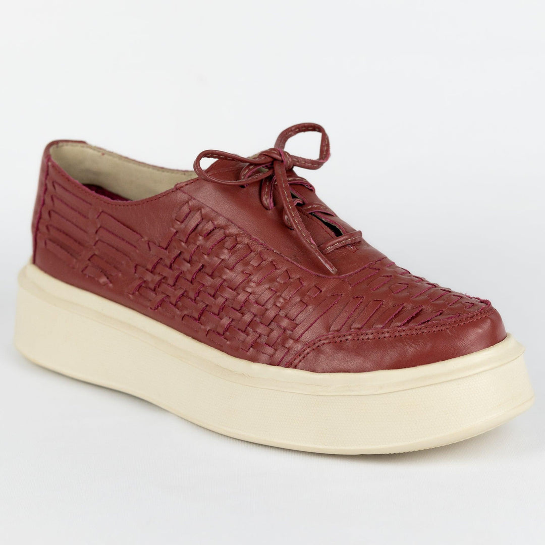 Tênis Feminino Strut Flatform em Pelica de Carneiro Burgundy - Strut