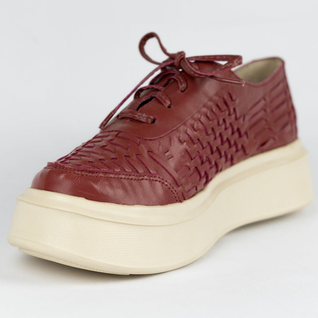 Tênis Feminino Strut Flatform em Pelica de Carneiro Burgundy - Strut