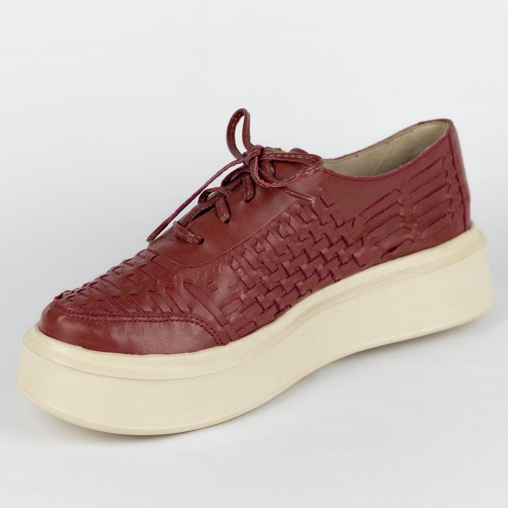 Tênis Feminino Strut Flatform em Pelica de Carneiro Burgundy - Strut