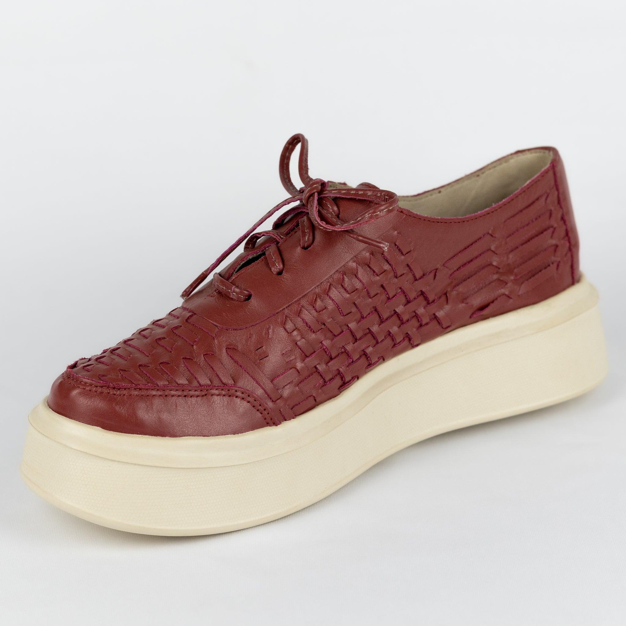 Tênis Feminino Strut Flatform em Pelica de Carneiro Burgundy - Strut