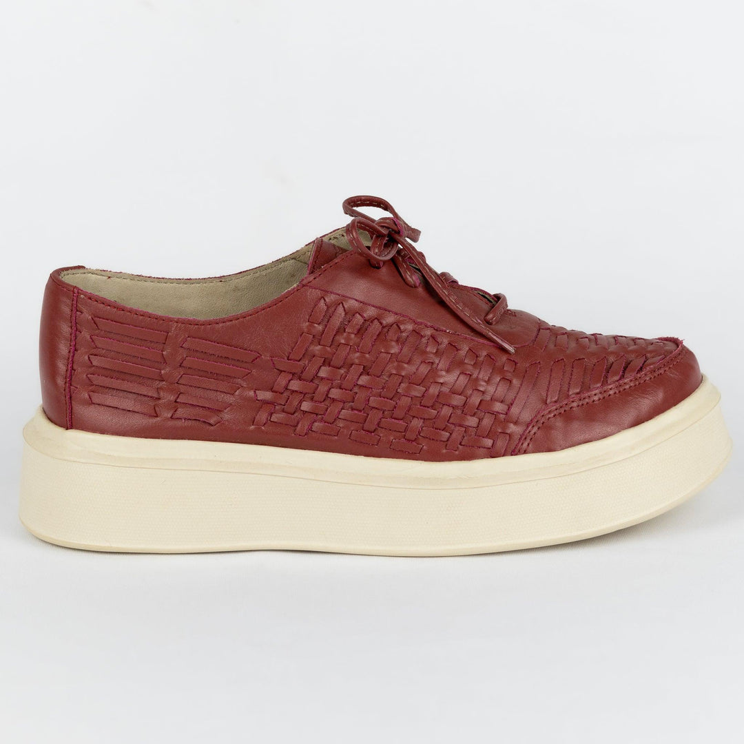 Tênis Feminino Strut Flatform em Pelica de Carneiro Burgundy - Strut